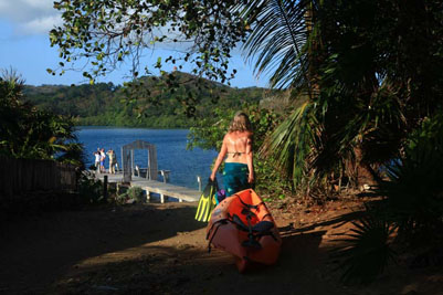 Roatan lagoon kayak entry